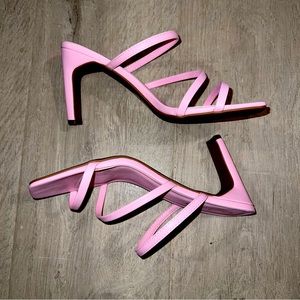 Altar'd State Pink Strappy Heels 8.5 Homecoming Wedding Prom Shoes Open Toe